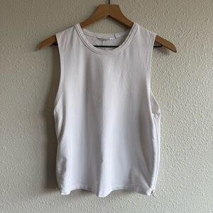 Athleta white tank top adjustables mesh sides with zipper size xsmall